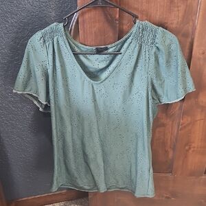 Green Eyelet Women's Top